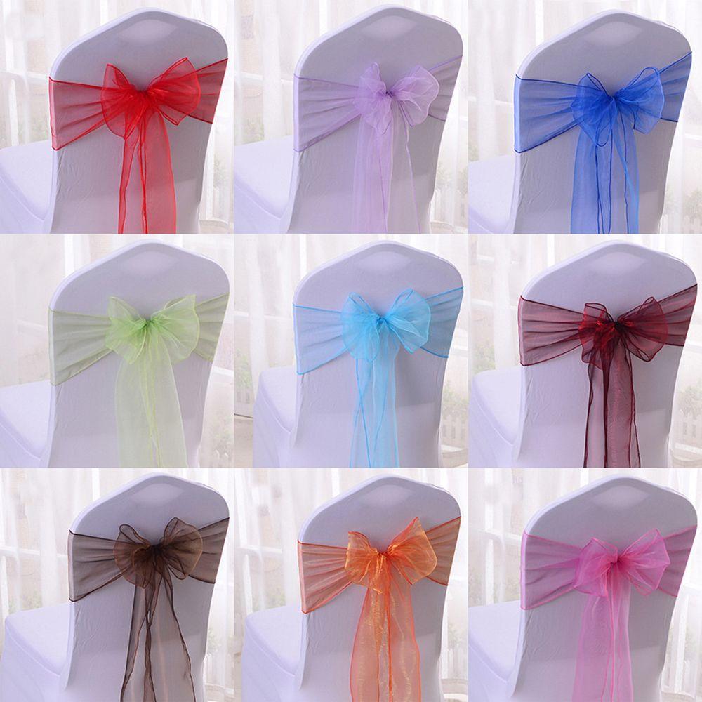 Ribbon Seat Cover Tie Events Banquets Chair Back Decor Chair Bows Sashes Wedding Reception Supplies