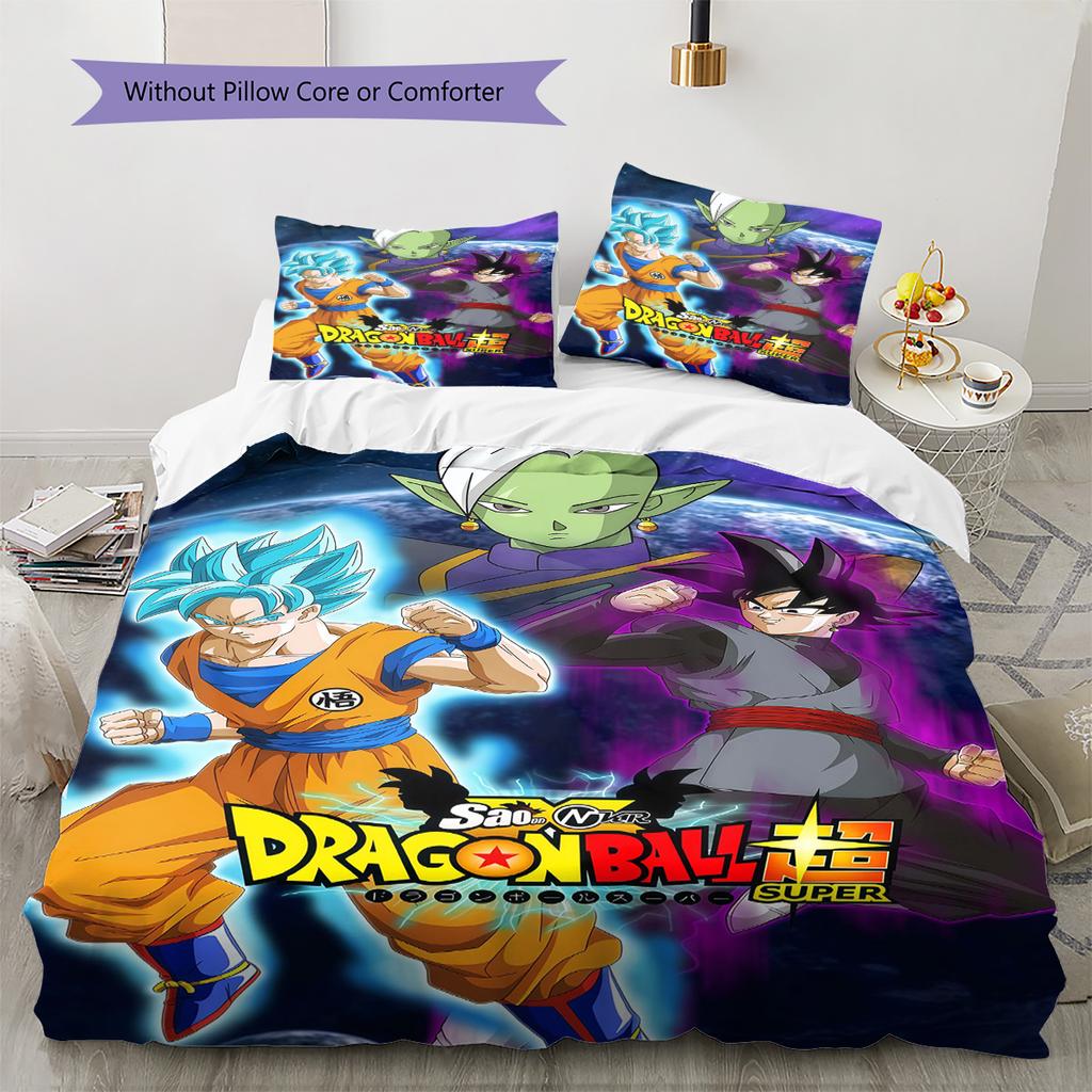 Dragon Ball Cozy Bedding Set Soft Duvet Cover with Pillowcases Skin-Friendly Lightweight for Bedroom