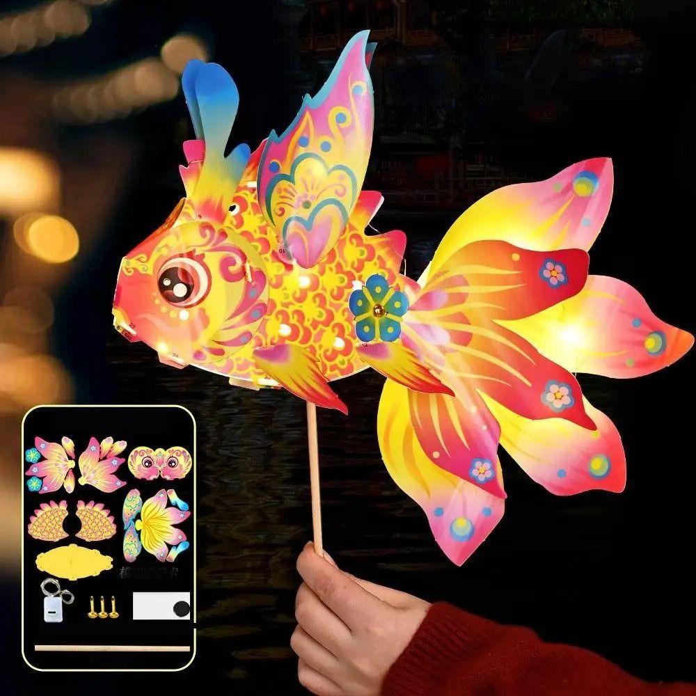 Handmade Mid-Autumn Festival Lanterns with LED Light Goldfish Lantern  Festival Decoration