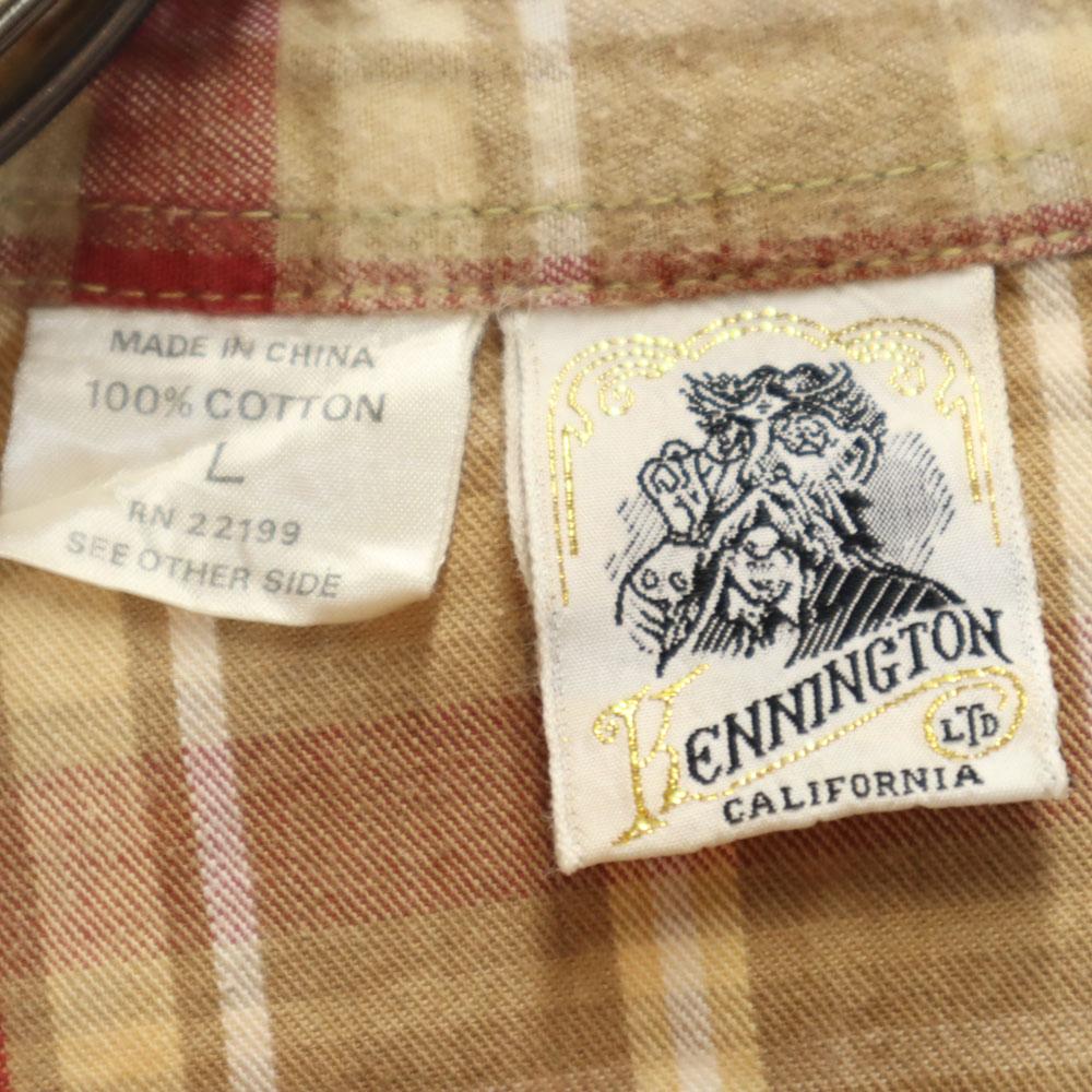 KENNINGTON 70s 80s vintage check Long sleeve Western shirt L Brown Men's Used