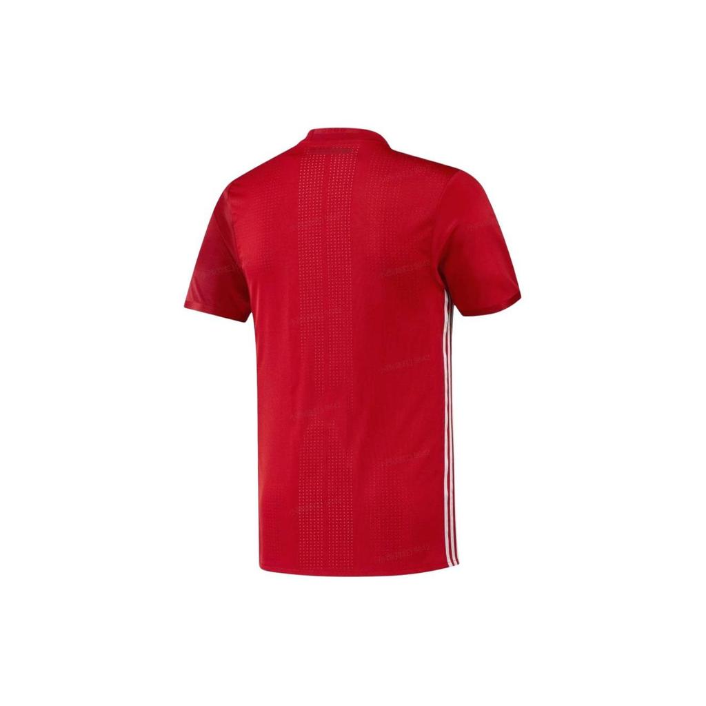 Adidas Letter Pattern Printed Round Neck Short Sleeve Football Shirt Player Version 16-17 Season Manchester United Home Men Tops Red AI6719