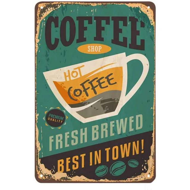 Винтажная металлическая жестяная табличка Drink Coffee Настенная декоративная табличка для мужской пещеры Домашнего кафе Сада Клуба Бара Ретро Железный художественный постер