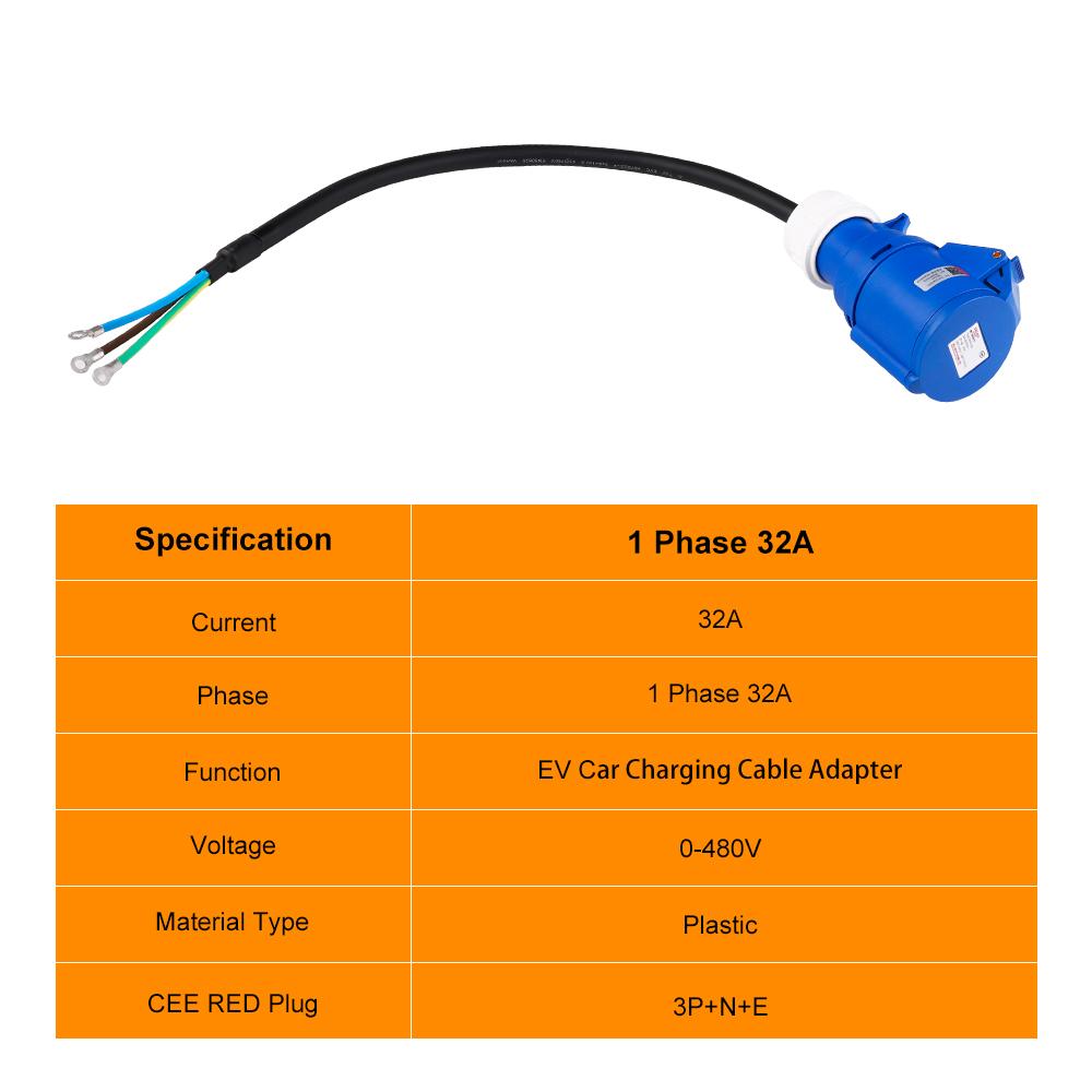 JDMEX CEE Female Plug For Portable EV Charger Schuko / Israel Plug Socket Adapter Connect with 16A/32A 1 / 3Phase 7KW /11KW