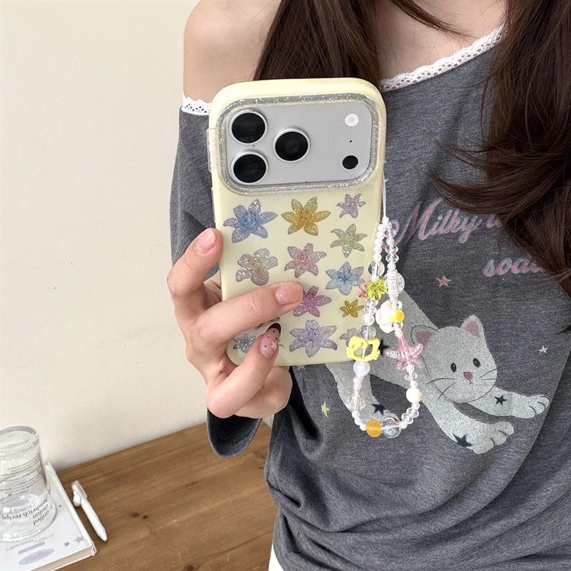 Яркий чехол для телефона с блестками в виде цветка лилии для iPhone 17, 16 Pro Max, 15, 14 - Минималистичный дизайн для женщин