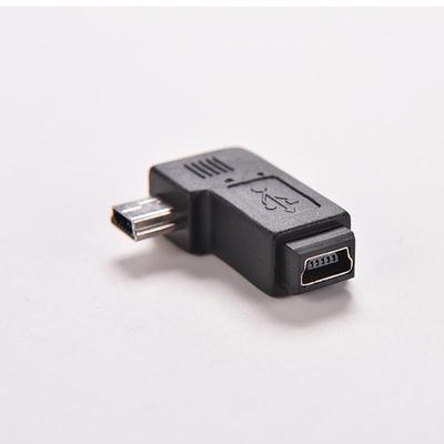 Черный USB 2.0 Mini 5 Pin Male To Female Прямоугольный 90-градусный адаптер-разъем