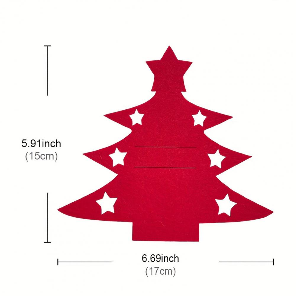 10Pcs Felt Utensil Holders Christmas Tree Shape Cutlery Sleeves for Cutters And Forks Holiday Table Decor