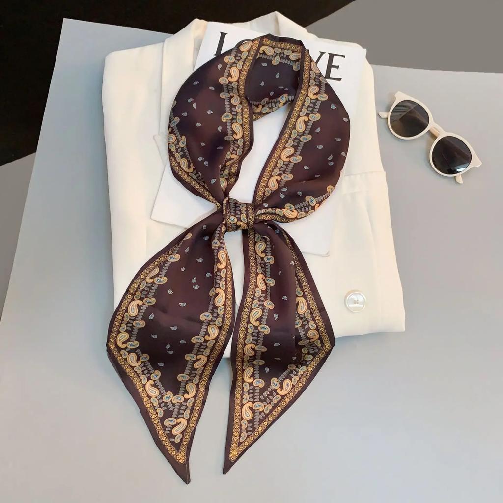 Luxury Design Zebra In Flowers Women Scarf Luxury Silk Scarf Fashion Hair Headband Foulard Skinny Bag Scarves Neckerchief Lady