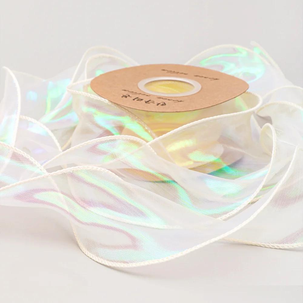 Рыбий хвост пряжа лента букет упаковочный материал радужного цвета кружевной хвост пряжа лента волна шифон пряжа подарочный ремешок