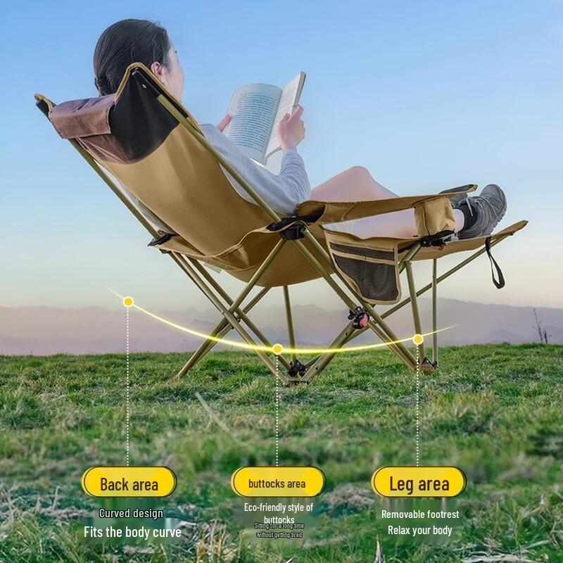 OIMG Portable Folding Camping Recliner with Footrest