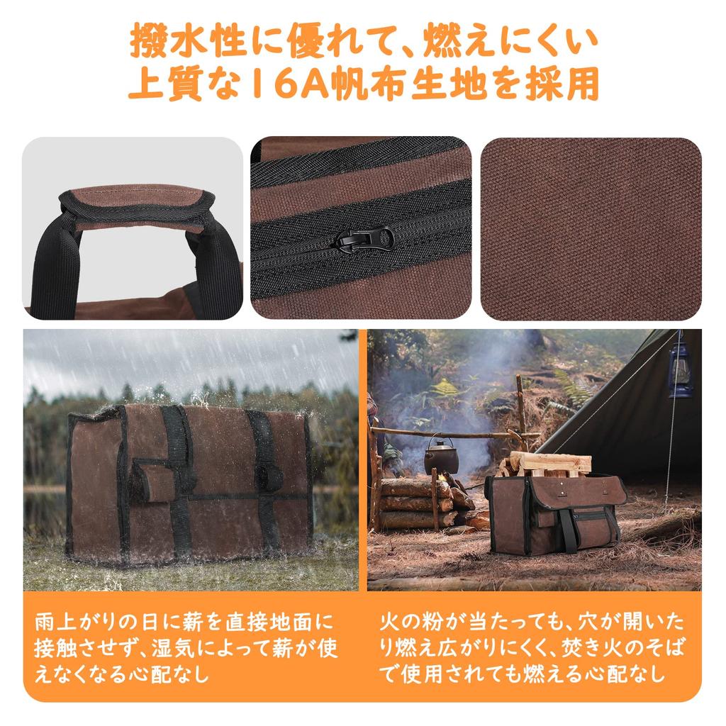 Housolution Firewood Log Camping Tote Large Capacity Splint and Stain Easy to 16A Cotton Canvas with Paraffin Wax Brown Bag, Carry, Bag, Storage,
