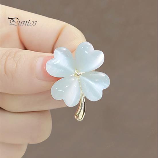 Брошь в виде клевера, украшение для воротника официальной одежды, брошь с растением, ювелирные изделия для одежды, гладкая реалистичная форма листа, антикоррозийная легкая булавка для одежды