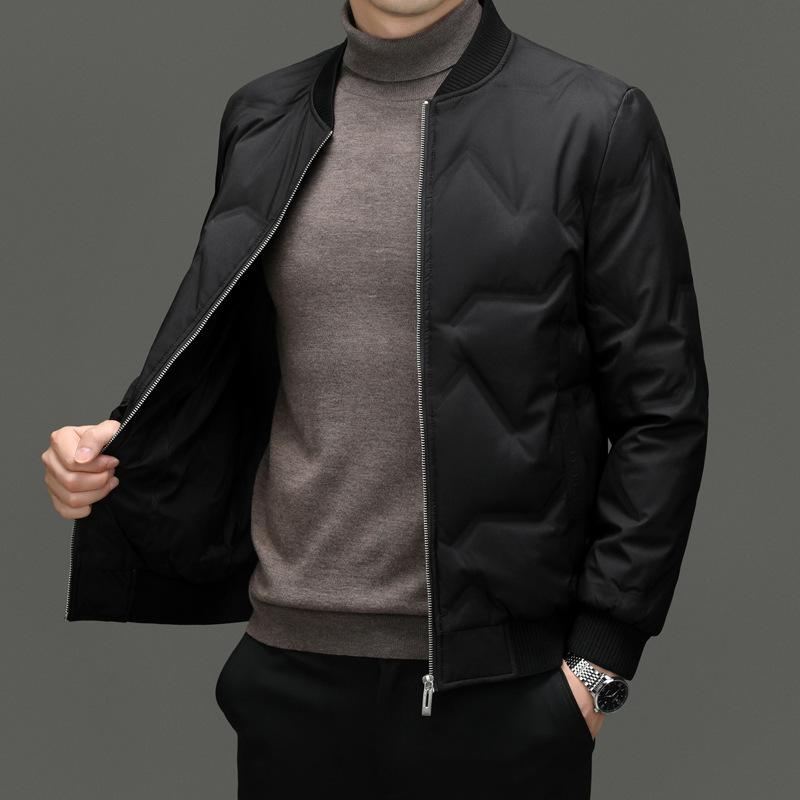 Куртка-пуховик с бейсбольным воротником, мужская зимняя куртка, повседневная, легкая, для пап среднего возраста, хлопковая одежда, утолщенная, деловая мужская одежда