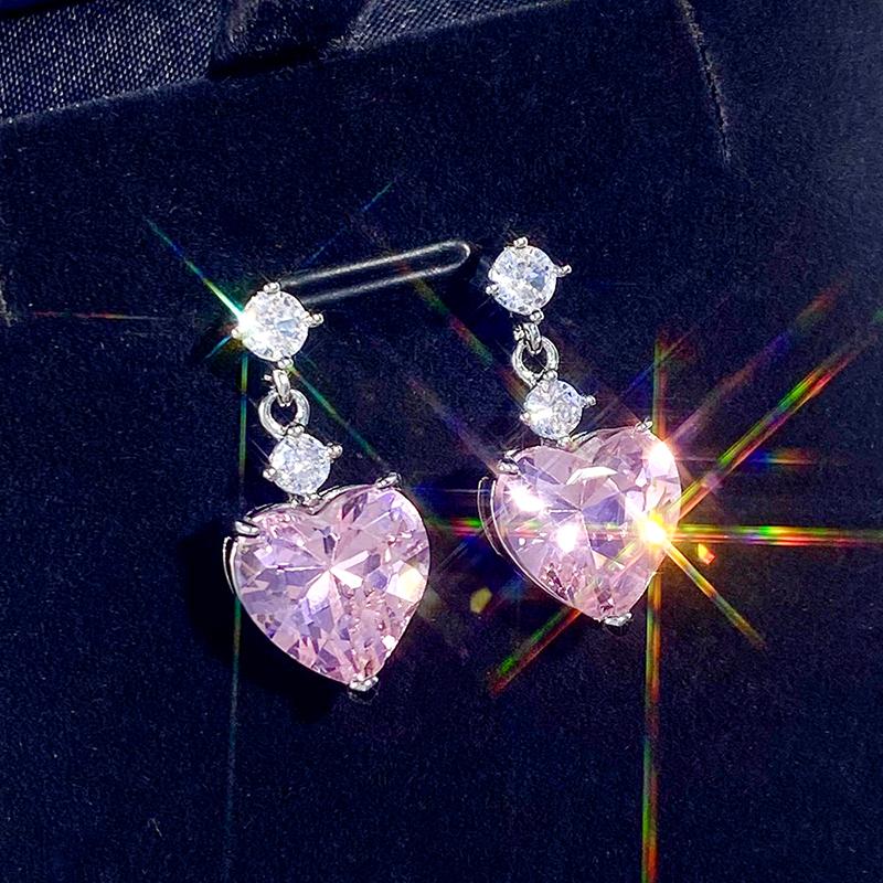 Серьги-подвески Huitan White/Pose/Yellow Heart Cubic Zircon для женщин, модные, стильные, женские, свадебные украшения