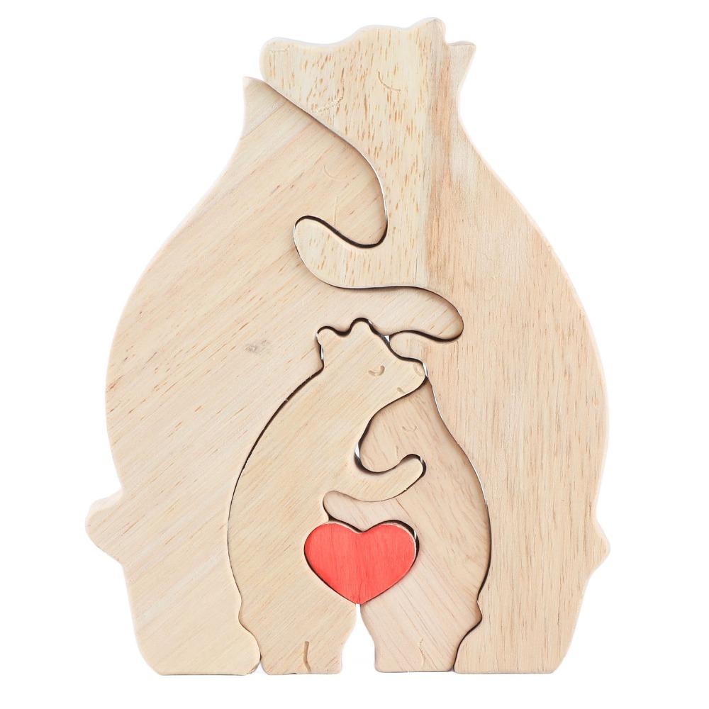 4.72x5.91x0.79in Beech Wood Bear Puzzle Ornament Cabinet Surface Layout Craft
