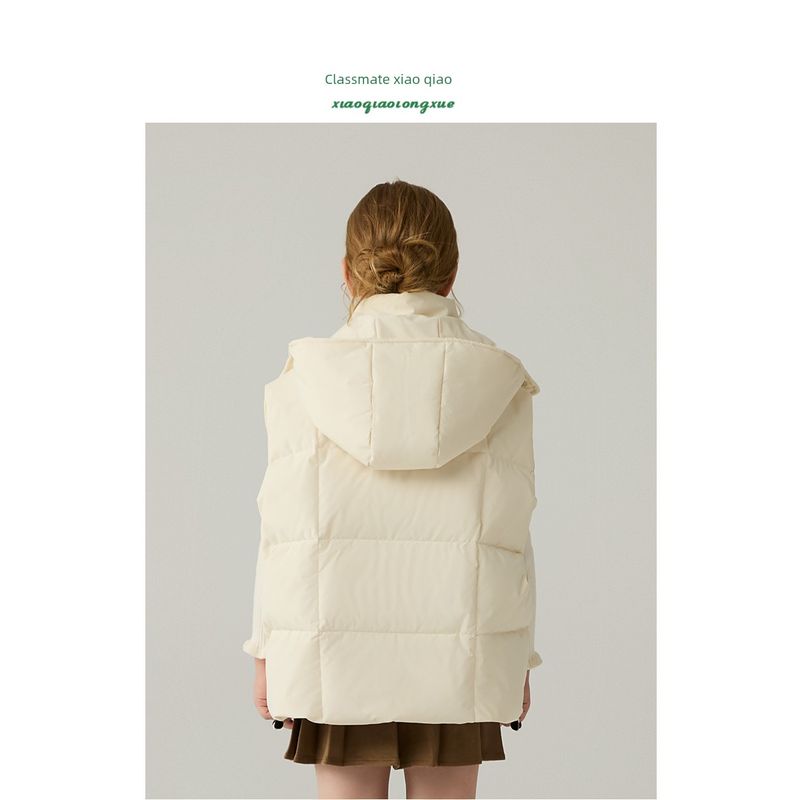 Children's down Vest Autumn and Winter New Style Girls' Warm White Duck down Vest Boys' Hooded Jacket Coat