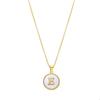Collier Luxenter En Nacre Blanche Finie En or Jaune 18K - Alphabet E