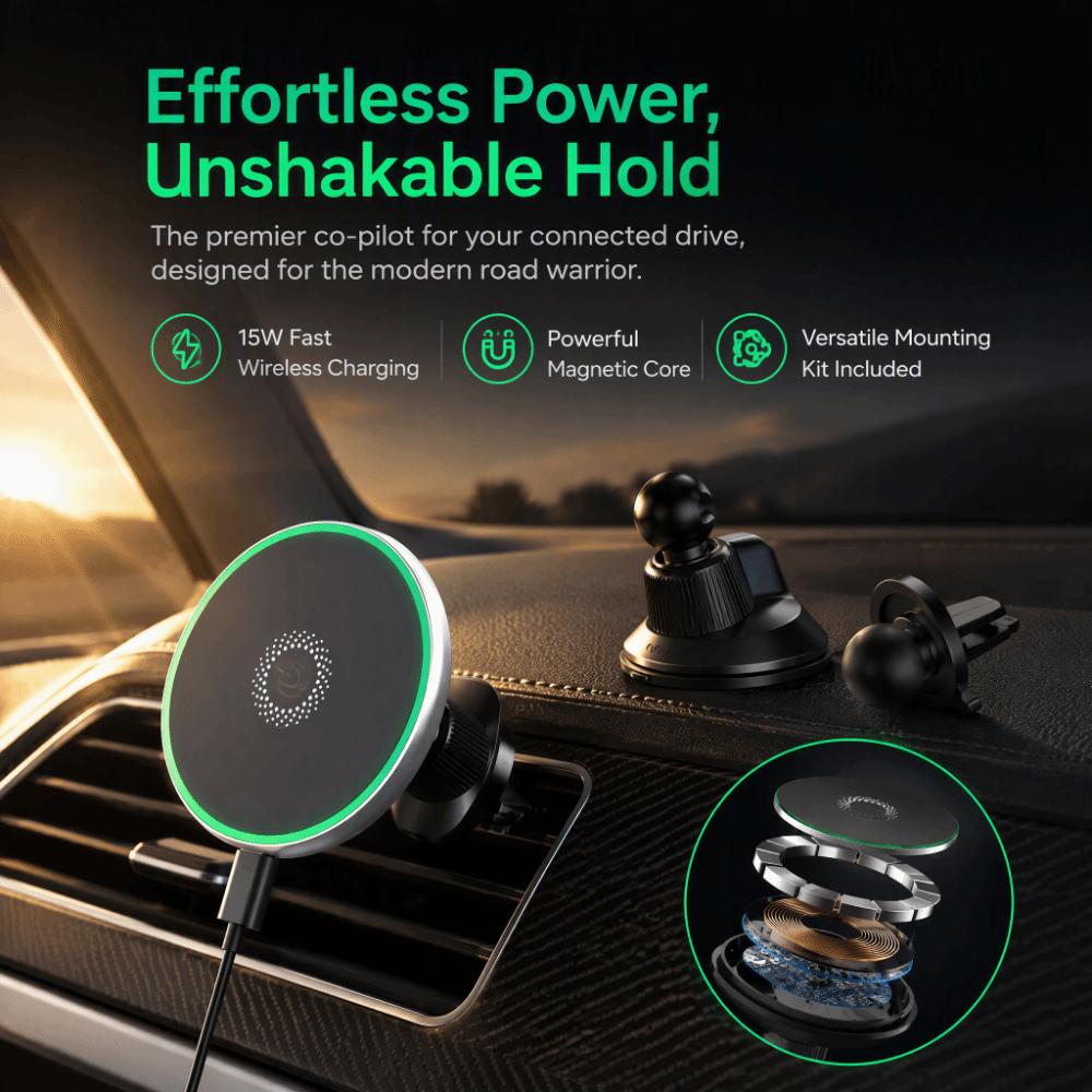15W Fast Charging Fast Wireless Charger Air Vent Mount Magnet Car Mount Driving Navigation