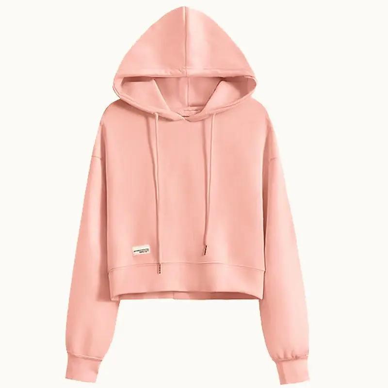 Укороченные толстовки для женщин ярких цветов, спортивный корейский стиль в консервативном стиле для студентов, новая мода, простые однотонные универсальные Ins Chic Young