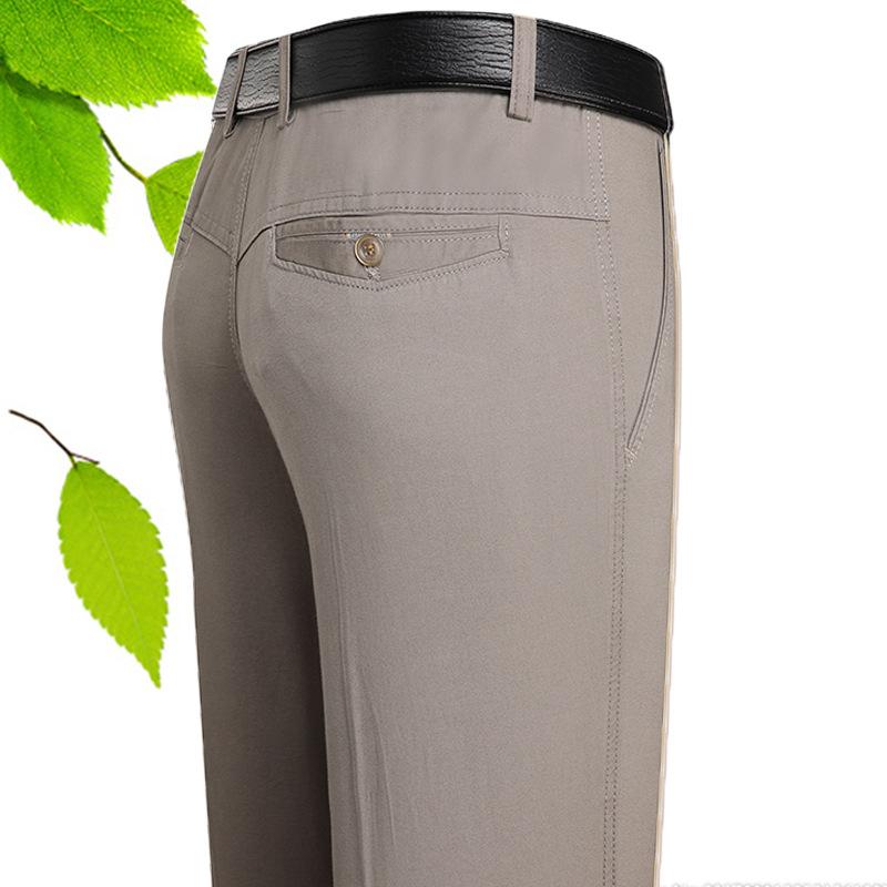 Повседневные мужские брюки, свободные прямые брюки с высокой талией для мужчин среднего возраста