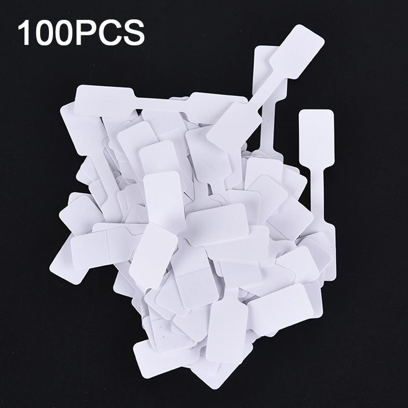 100Pcs White Price Label Tags With Hanging String Jewelry Stationery Shoes Cloth