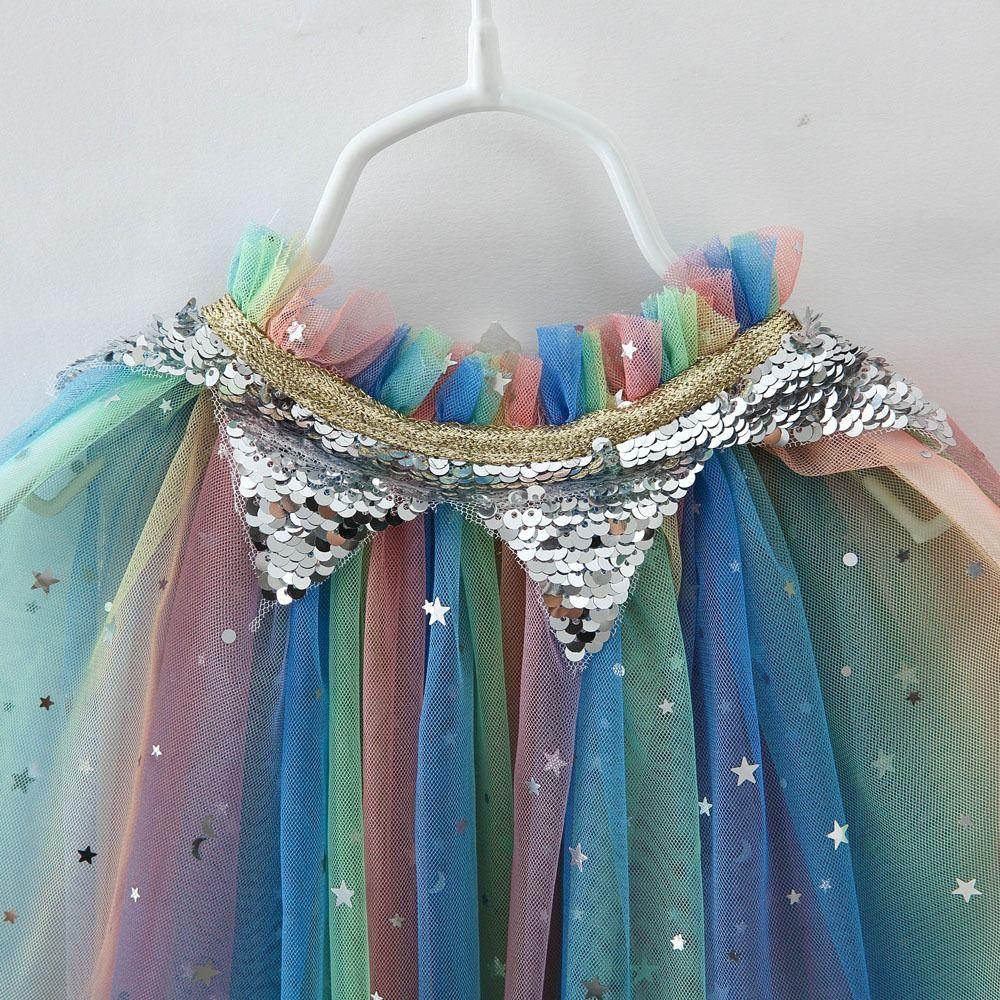 Летняя накидка из тюля для маленьких девочек, праздничные атрибуты, разноцветные блестки, накидка из тюля на Хэллоуин, Рождество