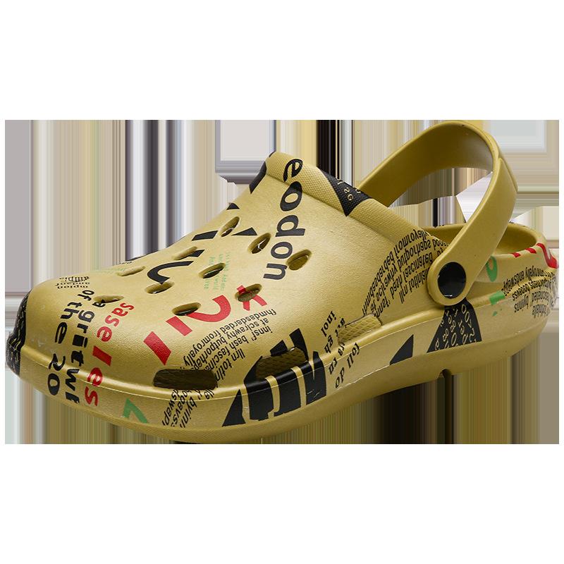 Тапочки мужские летние сандалии для улицы обувь с дырками сумка голова полуперетаскивание повседневная спортивная трендовая нескользящая пляжная обувь