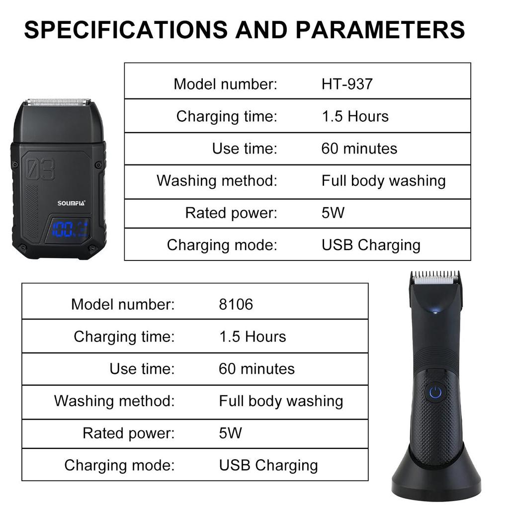 2 IN 1 Body Hair Trimmer for Men with Shaver Electric Razor Cordless Pubic Hair Trimmer Ball Shavers Waterproof Rechargeable