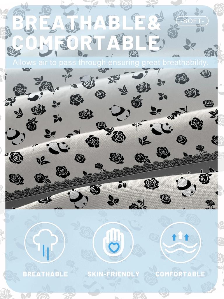 Simple 1 Modern Plant Flower Rose Printed Matte Fitted Sheet, Bedroom Printed Bed Cover, Bedding Excluding Pillowcases