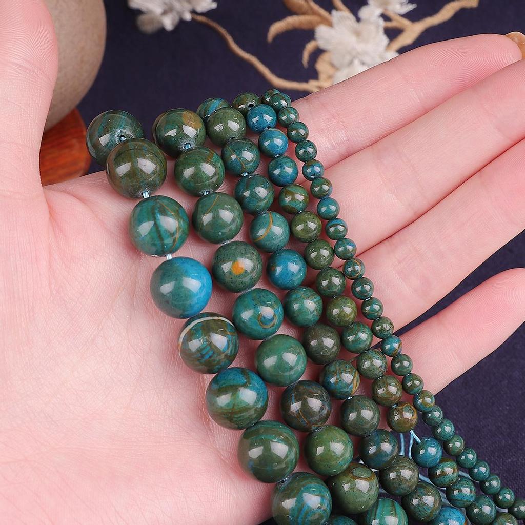 Полированные круглые бусины из натурального зеленого сапфира для изготовления ювелирных изделий - нить 15 дюймов