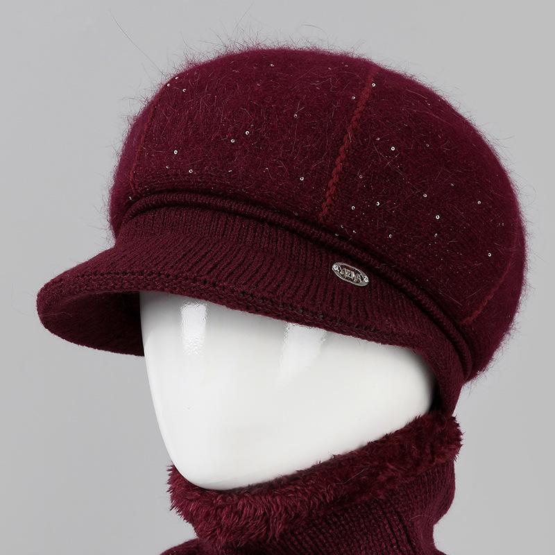 In the elderly mother hat ladies winter knitted basin hat old lady grandma plush warm wool hat cold