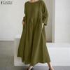 Женское повседневное платье с круглым вырезом, рукавом три четверти, свободного кроя, длинное