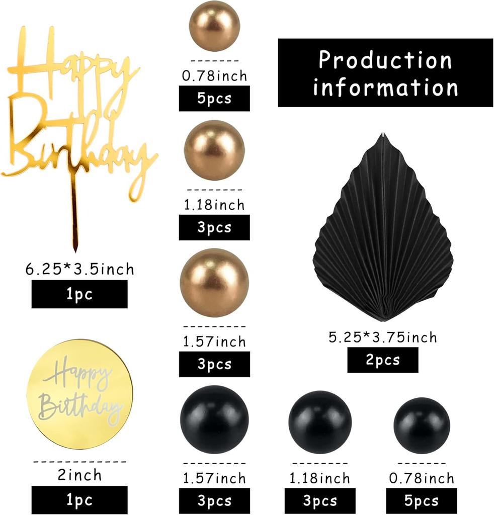 Acrylic Happy Birthday Cake Toppers Cake Topper Ball Shaped Cake Insert Toppers Birthday Cake Decorations for Children or Adults