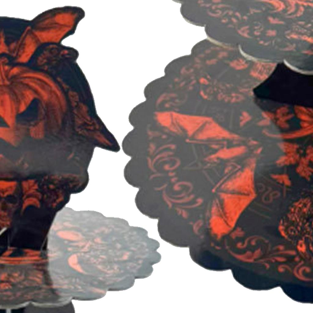 Многоярусная бумажная подставка для десертов на тему Хэллоуина для жуткого украшения стола для вечеринки и демонстрации сладких угощений