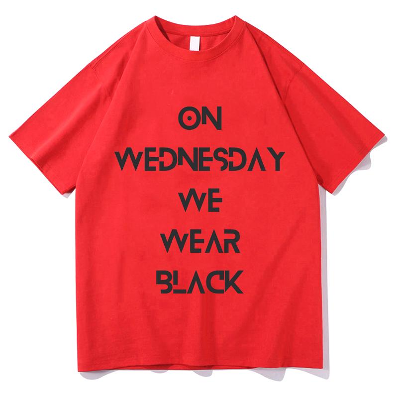 On Wednesday We Wear Black Letter Print TShirt for Unisex Summer Short Sleeve O Neck Tees Funny Pure Cotton Fashion Aesthetic Tops
