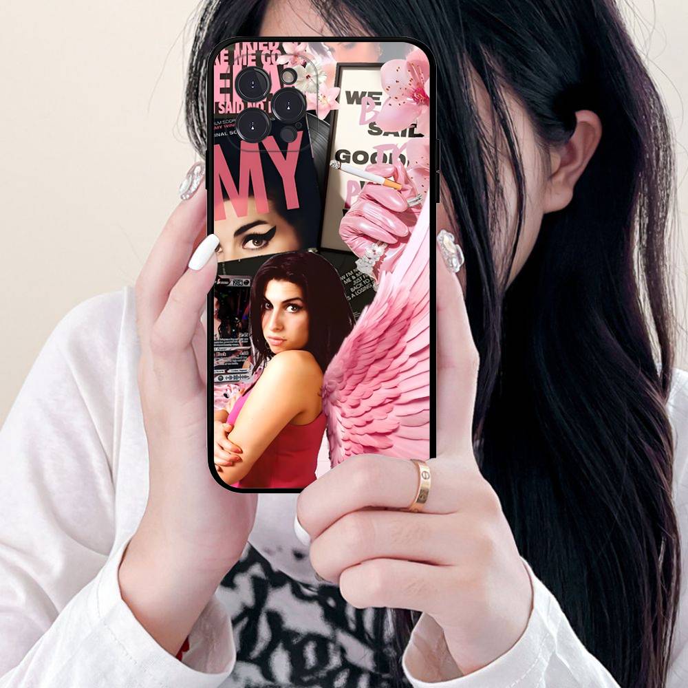 Чехол для телефона Amy Winehouse 'Красивая женщина' Для iPhone 16 15 17 13 14 12 11 Pro Max Plus Черный корпус