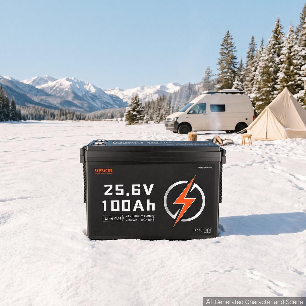 24V 100Ah LiFePO4 Lithium Battery 4000+ Cycles Built-in 100A BMS, Lithium Battery with Low Temperature Protection, Supports 8P2S Connection, 2560Wh