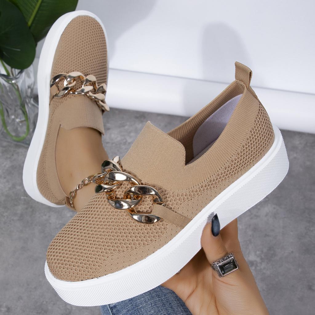 Женская обувь 2024 года, повседневная обувь, женские мокасины с металлической цепочкой, модные кроссовки на плоской подошве, женские туфли на платформе, большой размер 43, Zapatillas Mujer