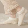 Fluffy Winter Ankle Socks Women Fuzzy Slipper Socks with Grips Plush Warm Non-slip Low Cut Socks for Home Lounging