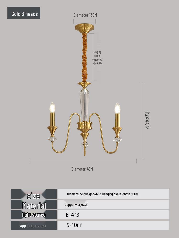 Роскошная французская люстра из чистой меди: Ретро Подвесной Светильник-Свеча для Гостиной, Столовой или Главной Спальни