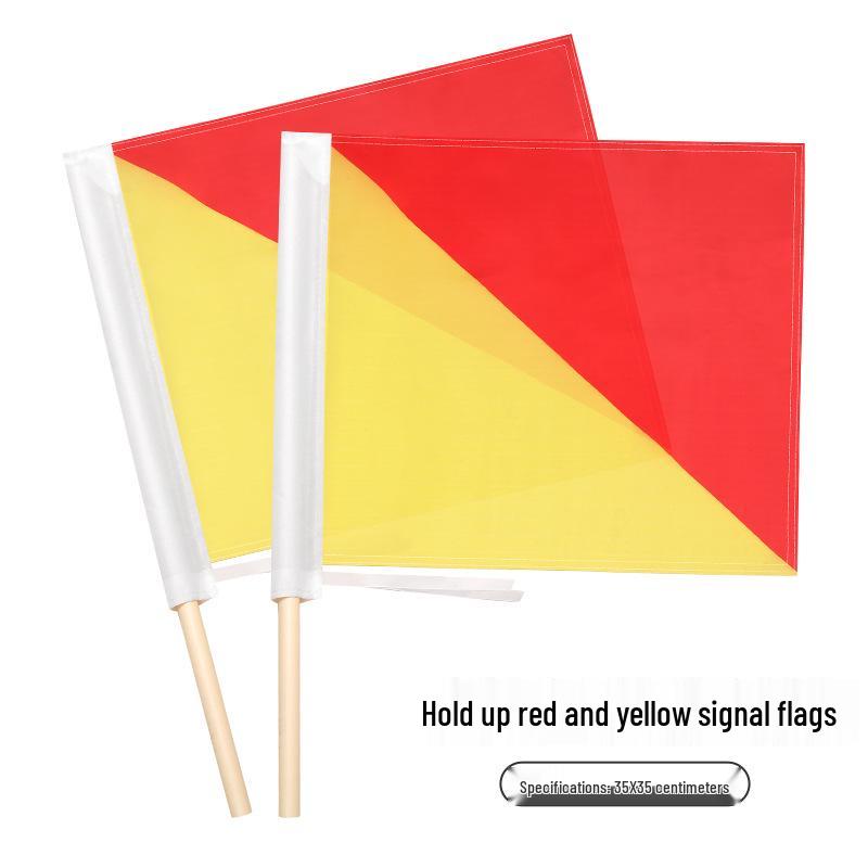Marine Signal Flags Set: Red & Yellow Semaphore Training Flags for Military, College, or Exercise Use, Sized 20x30cm & 30x45cm