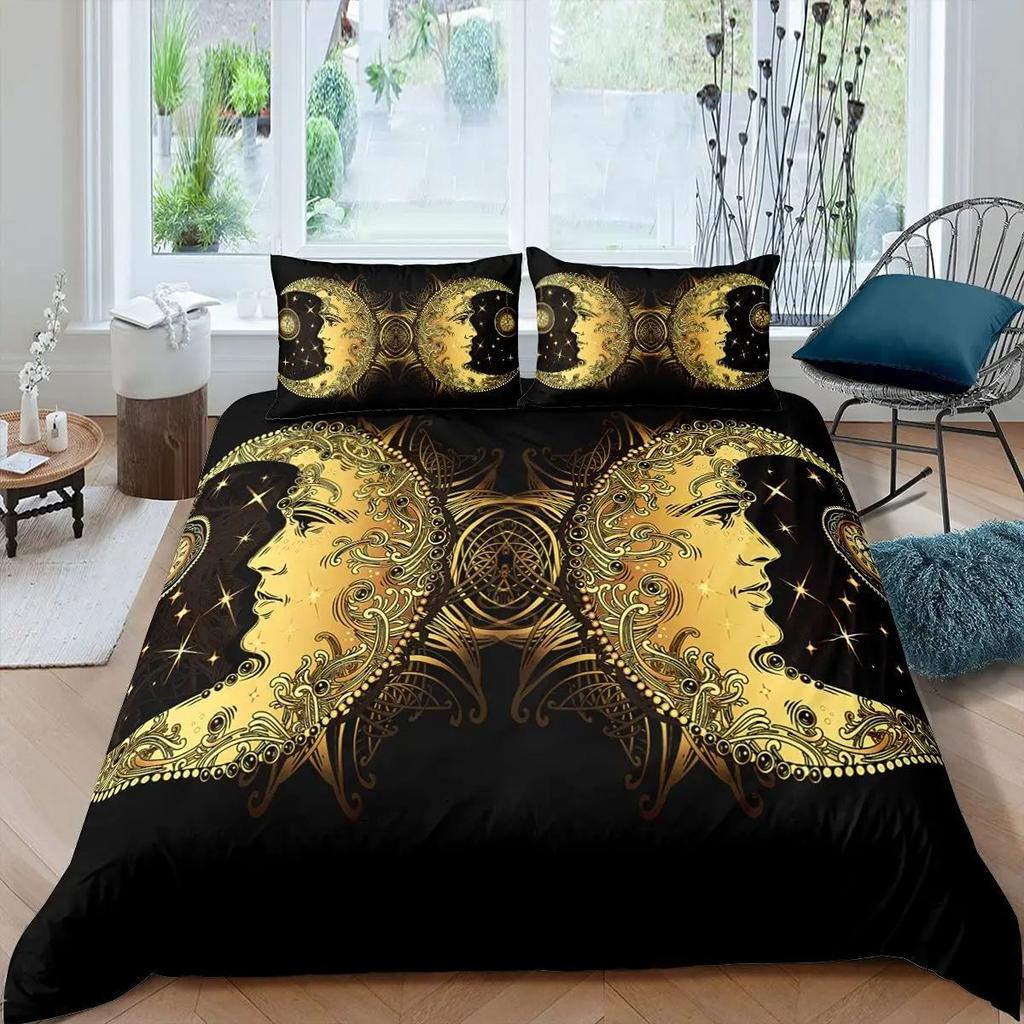 Комплект пододеяльника на тему астрологии, Комплект постельного белья с принтом двенадцати знаков зодиака, Набор из трех предметов