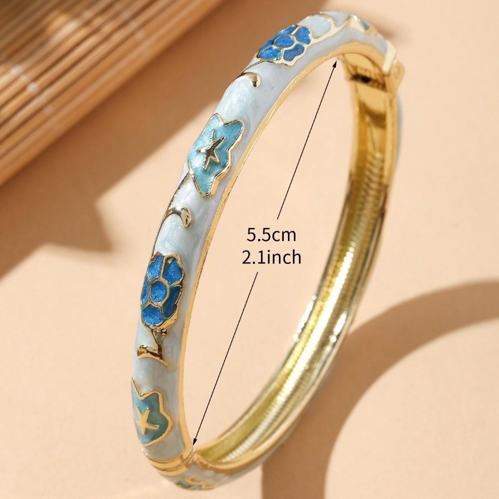 Ethnic Style Vintage Cloisonne Bangle Opening Enamel Bracelet Women's Hand Bracelet Jewelry Gifts