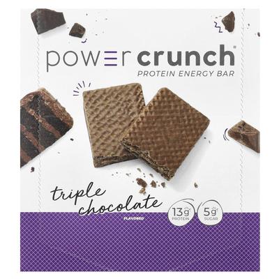 Протеиновый энергетический батончик Power Crunch, Тройной шоколад, 12 батончиков, 40 г (1.4 унции) Каждый