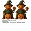 Pumpkin Man Figurine Scary Halloween Pumpkin Head Scarecrow Statue with Skull Sunflower