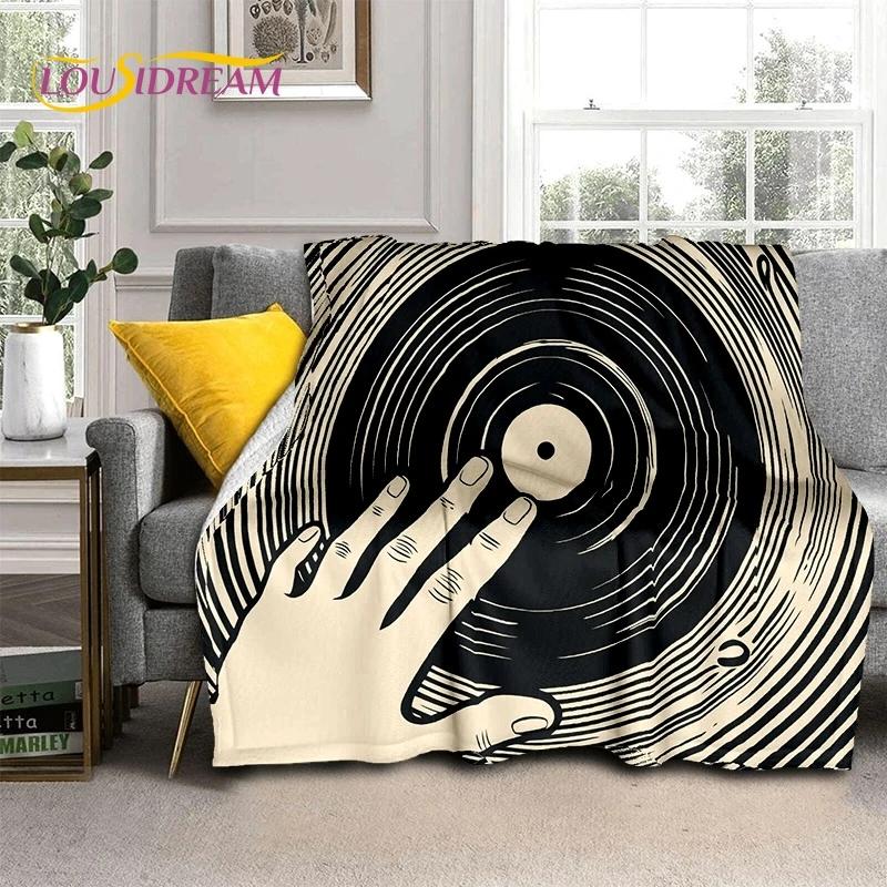 Виниловая пластинка музыка диджей экран лента мягкое фланелевое одеяло для кровати спальни дивана пикника, плед для укрытия на открытом воздухе отдых подарок