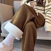 Autumn and Winter Plus Size Women's Corduroy Wide Leg Straight Leg Pants for Sports and Leisure Comfortable Tall Waisted Slim Fit Pants