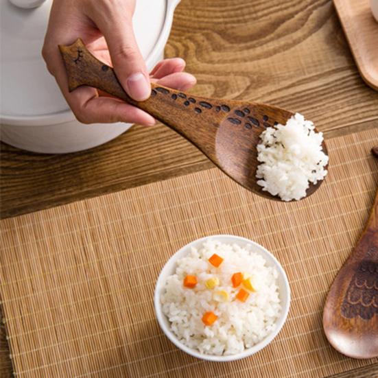 Эргономичная ложка для риса ручной работы, деревянная очаровательная ложка для риса в форме рыбы