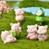 Cute Piggy Cartoon Animal Figurines Micro-landscape Succulents Decorative Hanging AccessoriesHandicrafts Desktop Car Ornaments