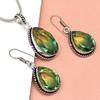 Green Tourmalinne Gemstone Mother's Day Jewelry Pendant Earring Set