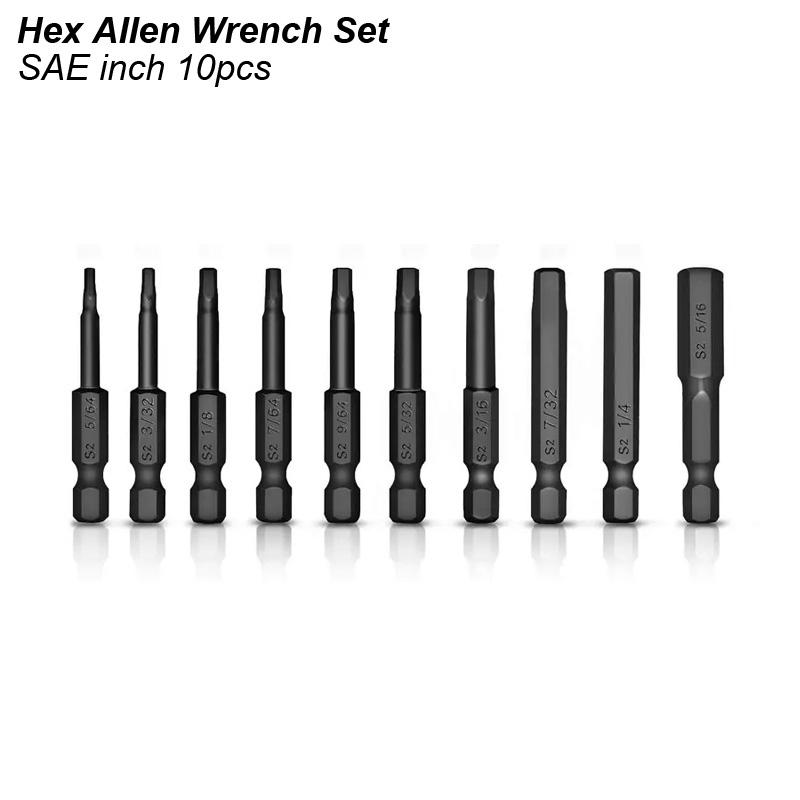 Шестигранный ключ с торцевой головкой, набор электродрелей, отвертка 1/4 дюйма, стальная отвертка S2, удлинитель, защитный магнитный наконечник